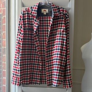 Men's Red, White & Black Plaid Casual Button-Down Shirt